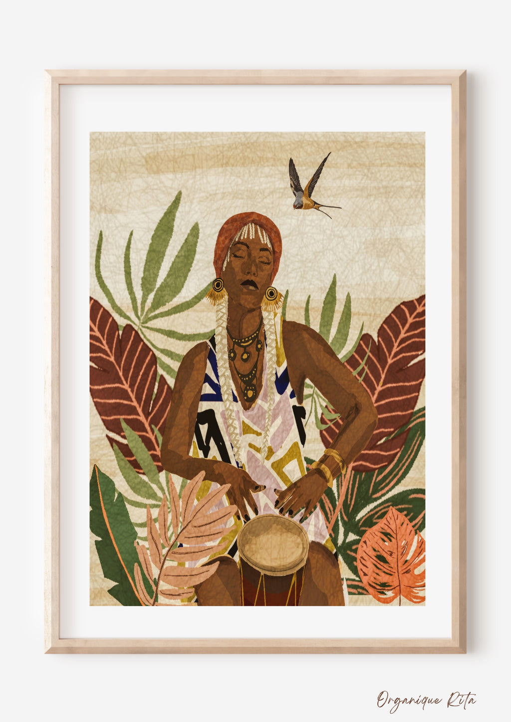 She Drums in Nature  - African Wall Art Print