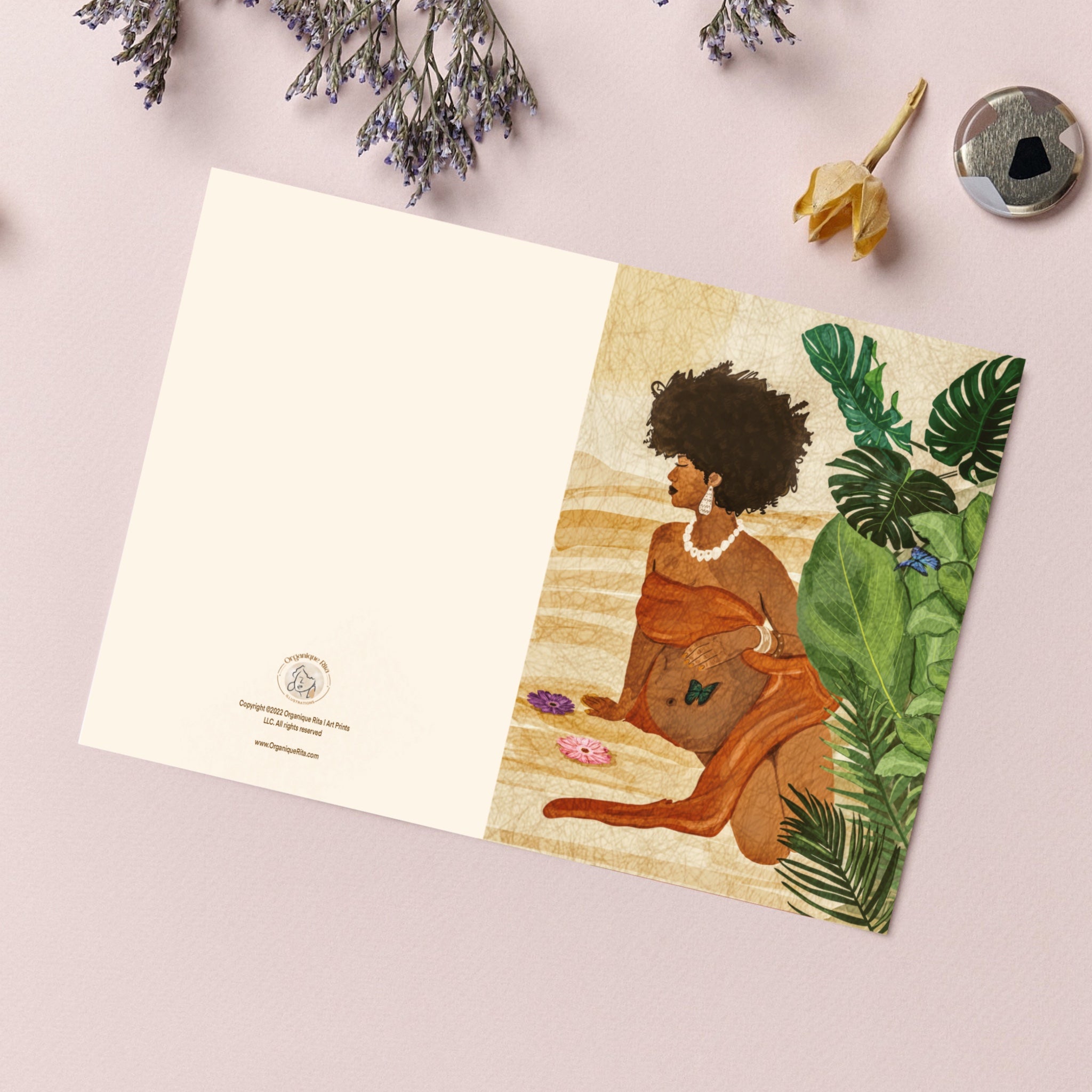 mama-to-be -African- women -art - greeting -card -all-occasion