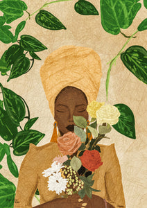 An eclectic mix of Afrocentric female, matched with beautiful botanical wall art. In this wall art edition Each print will guarantee to bring the exotic into your home décor or gallery wall, creating a statement Afro-Boho art piece at an affordable price. 