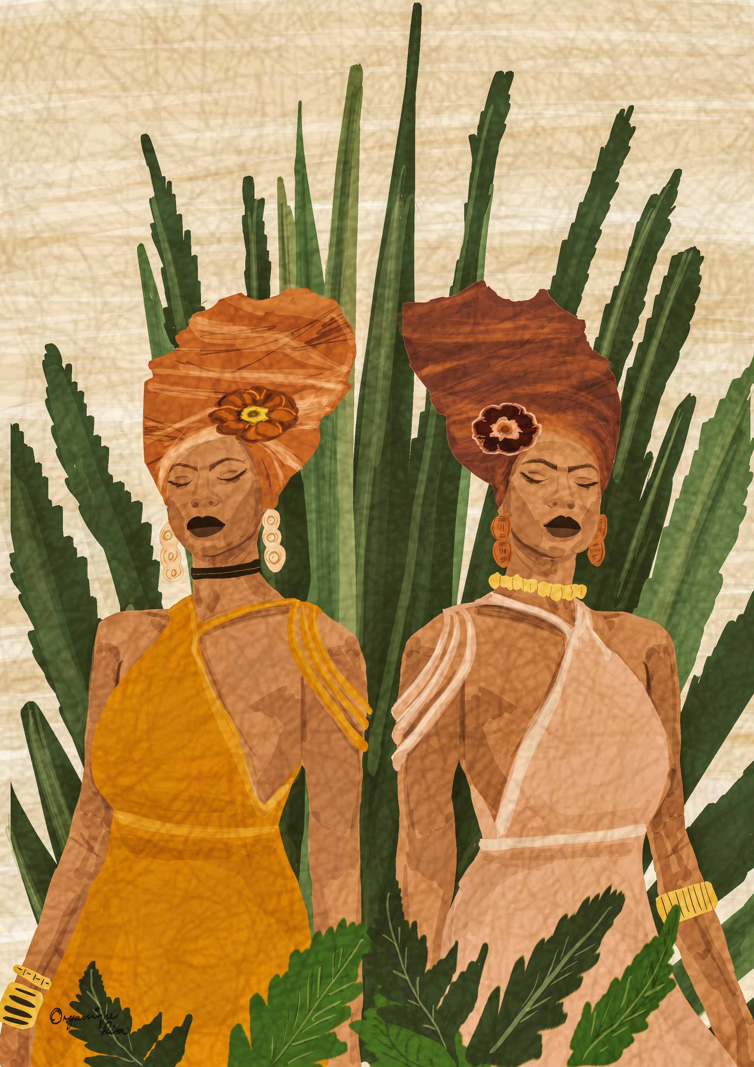 An eclectic mix of Afrocentric female, matched with beautiful botanical wall art. In this wall art edition Each print will guarantee to bring the exotic into your home décor or gallery wall, creating a statement Afro-Boho art piece at an affordable price. 