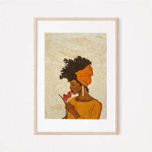 The Nia - Afro and Tulips Art Print