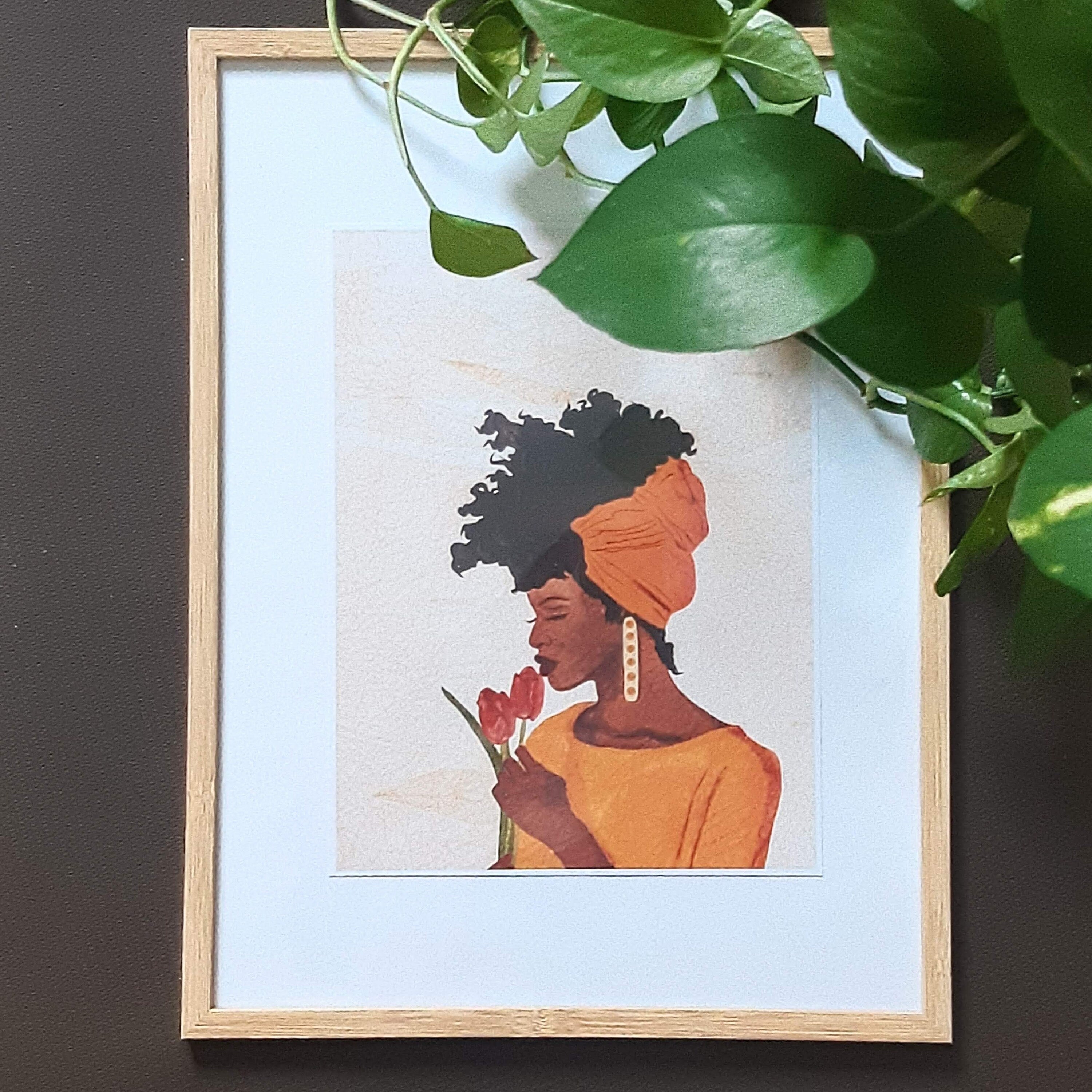 The Nia - Afro and Tulips Art Print