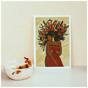 Roses in Her Hair  | African Woman Black Wall Art |