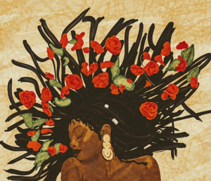 Roses in Her Hair  | African Woman Black Wall Art |