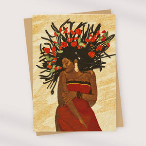 Roses in Her Hair | African Art Card| Black Greeting Card | Afro Greeting Card| Thank You Card |