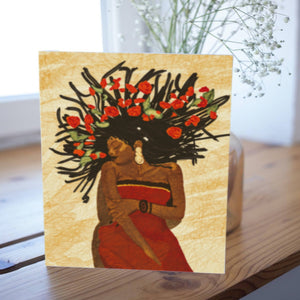 Roses in Her Hair | African Art Card| Black Greeting Card | Afro Greeting Card| Thank You Card |